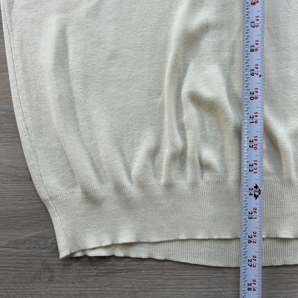 NWT Polo Ralph Lauren Sweater Mens XL Ivory Knit Pima Cotton V-Neck